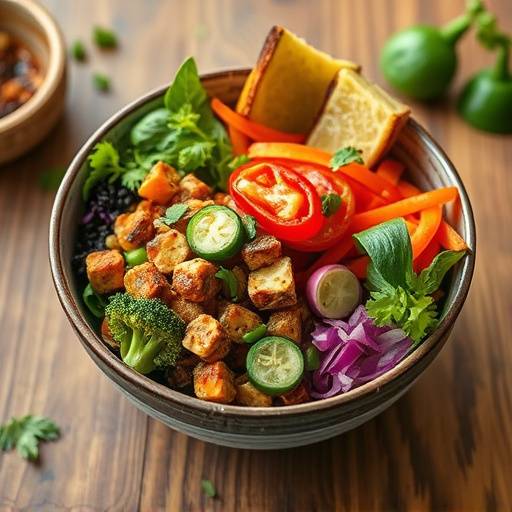 A bowl of vibrant chakalaka, showing the colorful mix of vegetables.