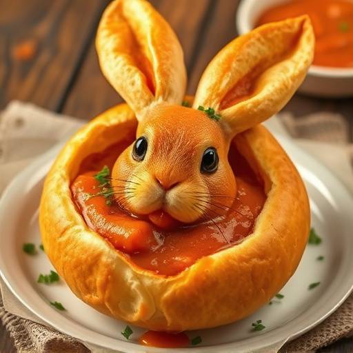 Delicious Bunny Chow served in a hollowed-out loaf of bread