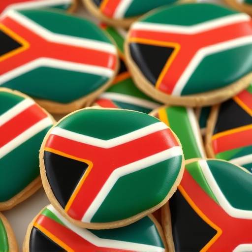 Image of a plate of cookies with a South African flag on it